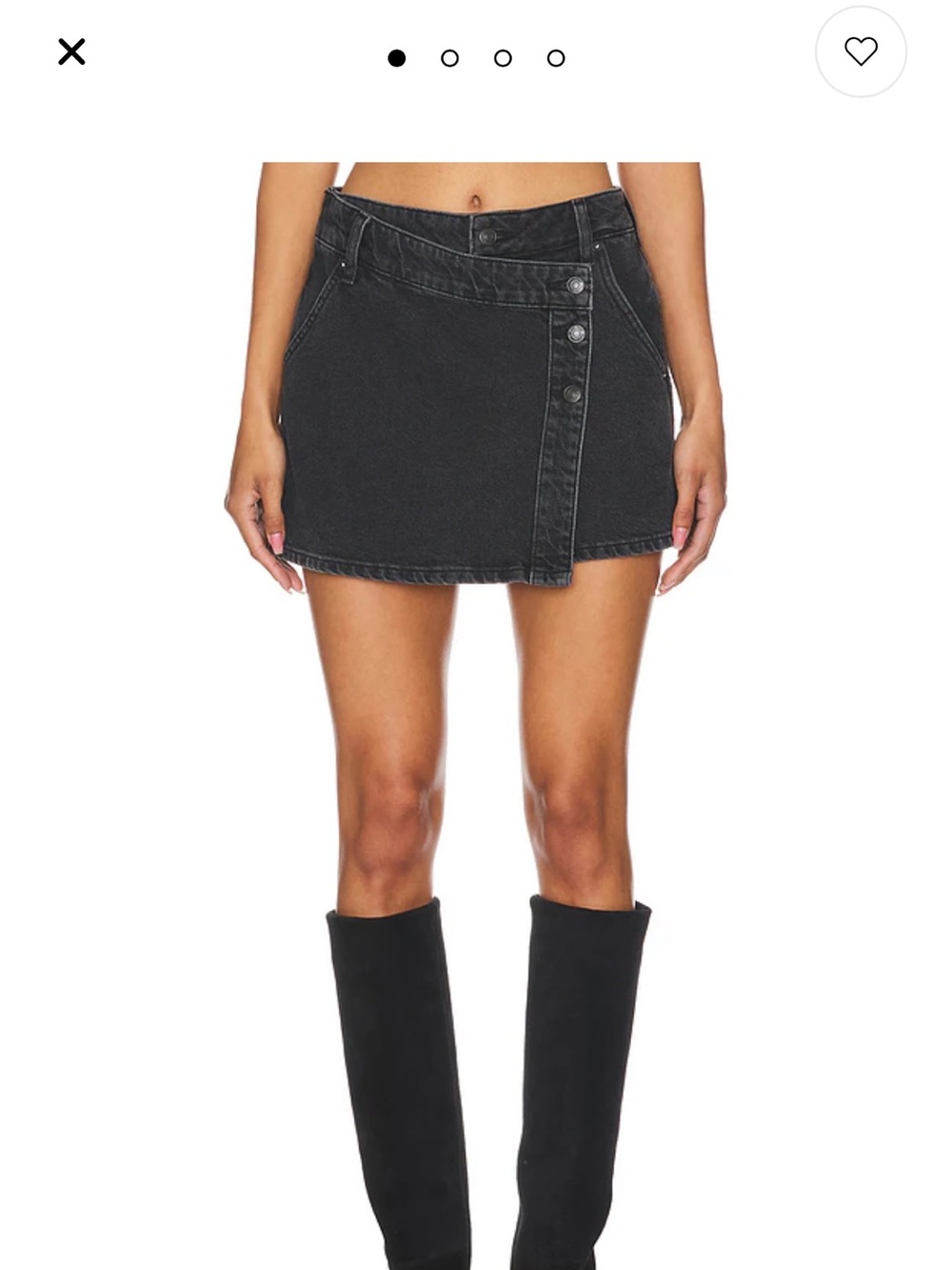 Free People Black Denim Wrap Mini Skirt